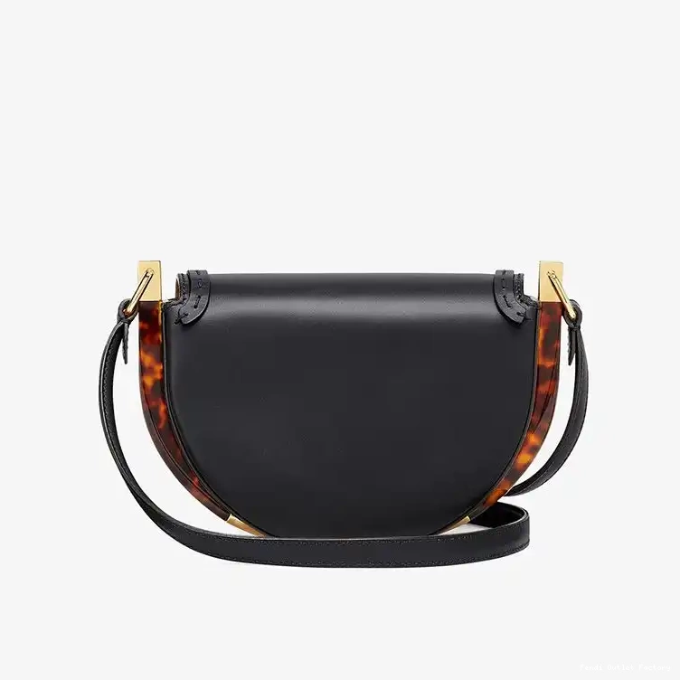 Affordable HOT In Bag Fendi Moonlight Black ROMA Calf Logo Leather 0526